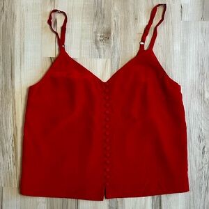 MADEWELL Silk Button Down Cami Spaghetti Strap Tank Top Red Cranberry size 0